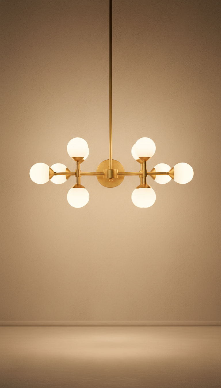 Brass Chandelier with Sculptural Arms