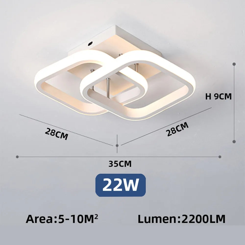 LED Corridor Ceiling Chandelier - White Lampshade, Cold White Lighting-1
