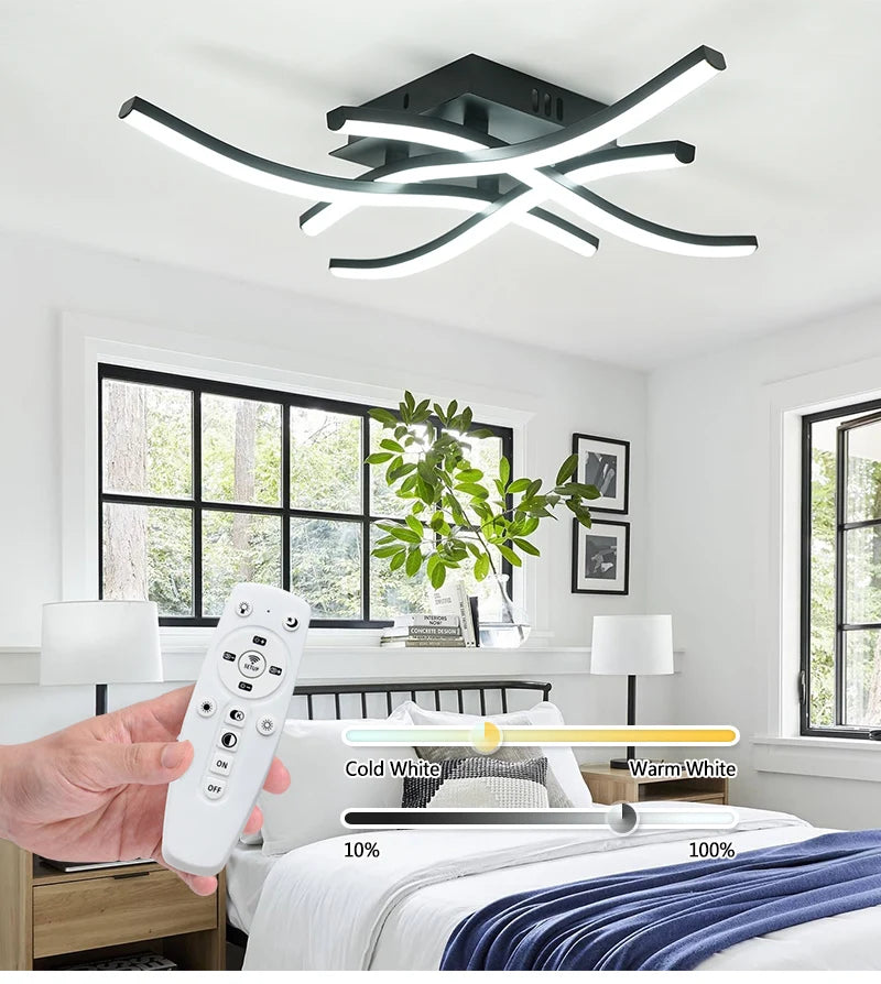 LED Ceiling Lamp Modern Warm/Cold/3 color/DimmableFor Home Balcony Aisle Bedroom Dining Room Waves Curved Design Panel Light