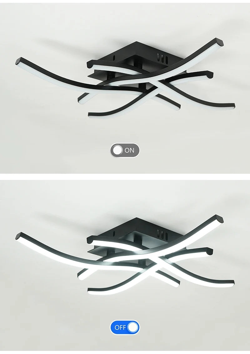 LED Ceiling Lamp Modern Warm/Cold/3 color/DimmableFor Home Balcony Aisle Bedroom Dining Room Waves Curved Design Panel Light