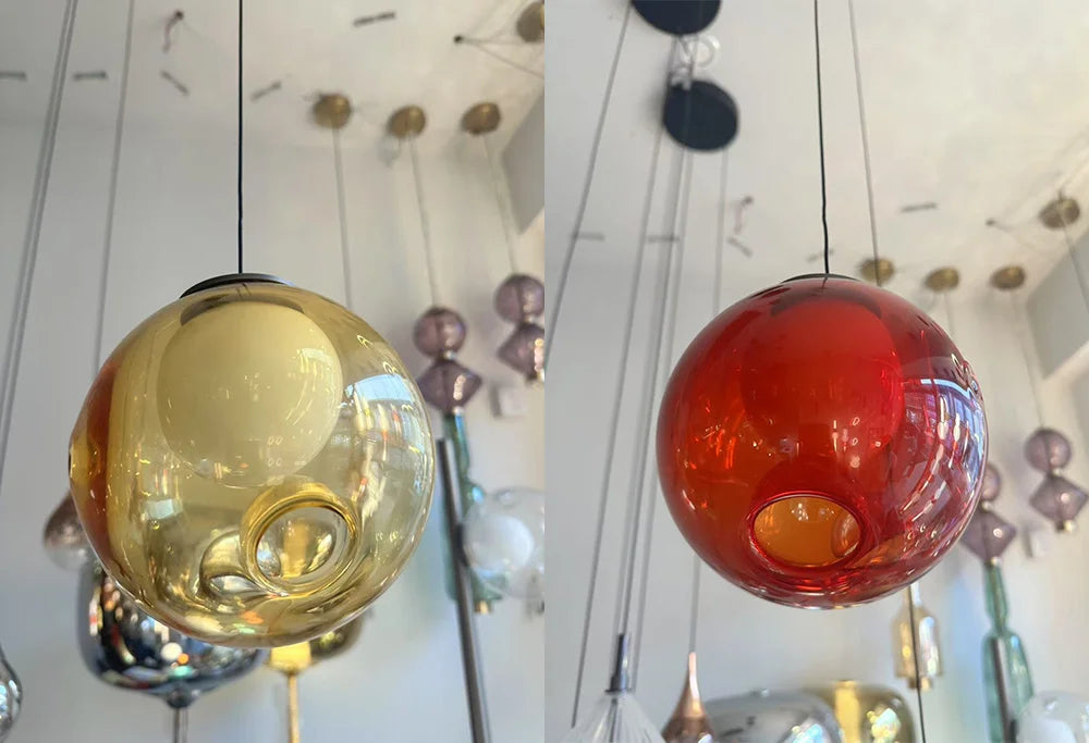 Modern LED home interior lighting ceiling chandelier, coloured glass lustre, dimmable, suitable for living room and staircase