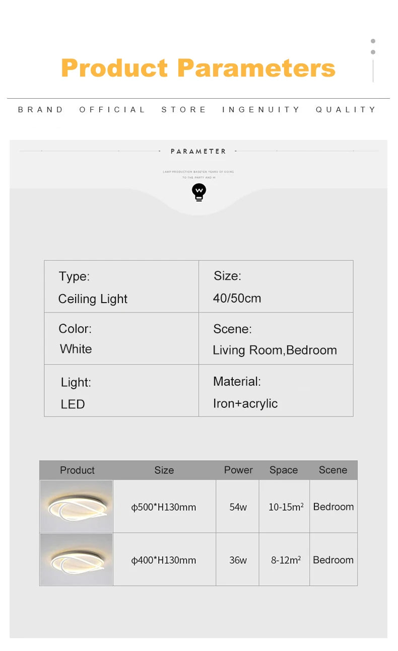 Modern LED Lights White Ceiling Light for Living Room Bedroom Study Lustre Home Decorative Ceiling Lamp Indoor Lighting Fixture