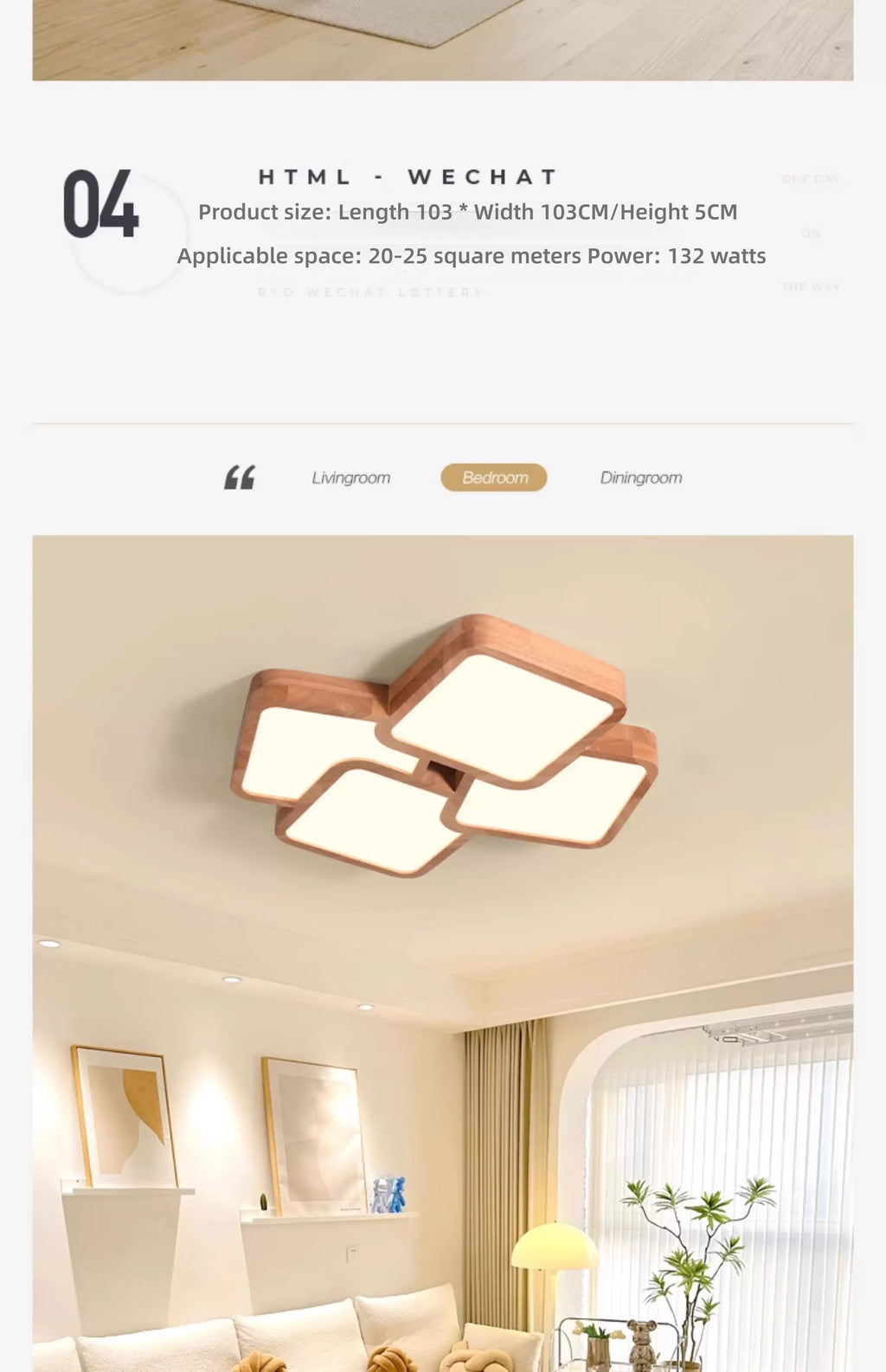 Led Light Lamp Living Room Light Nordic Wood Wind Suction Ceiling Light Solid Wood Creative Geometric Square Hall Main Light