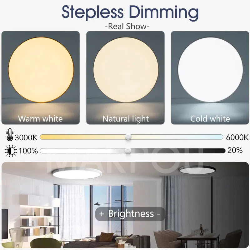Smart LED Ceiling Lamp - Dimmable, Remote Control - Bedroom, Living Room-2