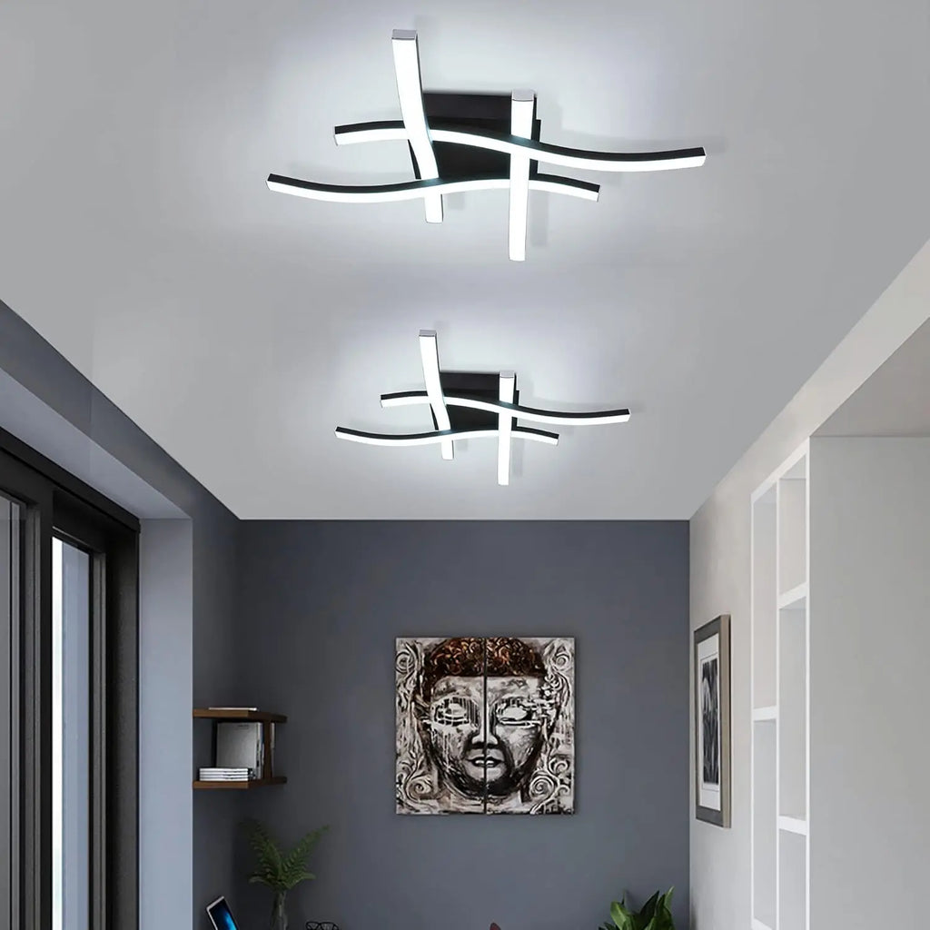 LED Ceiling Lamp Modern Warm/Cold/3 color/DimmableFor Home Balcony Aisle Bedroom Dining Room Waves Curved Design Panel Light