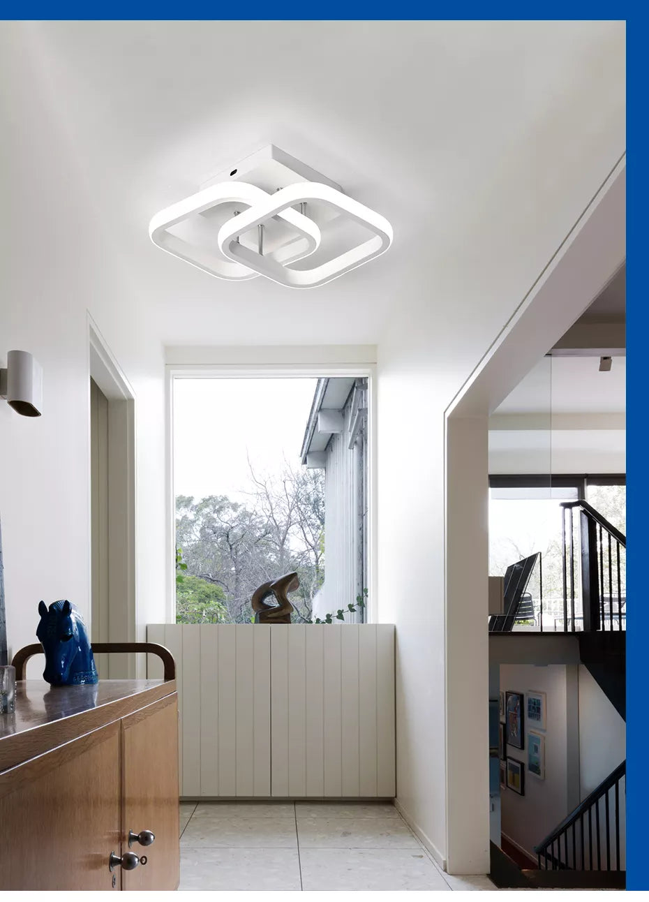LED Corridor Ceiling Chandelier - White Lampshade, Cold White Lighting-3