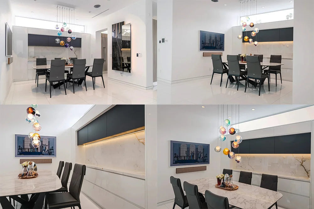 Modern LED home interior lighting ceiling chandelier, coloured glass lustre, dimmable, suitable for living room and staircase