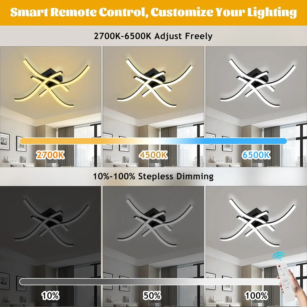 LED Ceiling Lamp Modern Warm/Cold/3 color/DimmableFor Home Balcony Aisle Bedroom Dining Room Waves Curved Design Panel Light