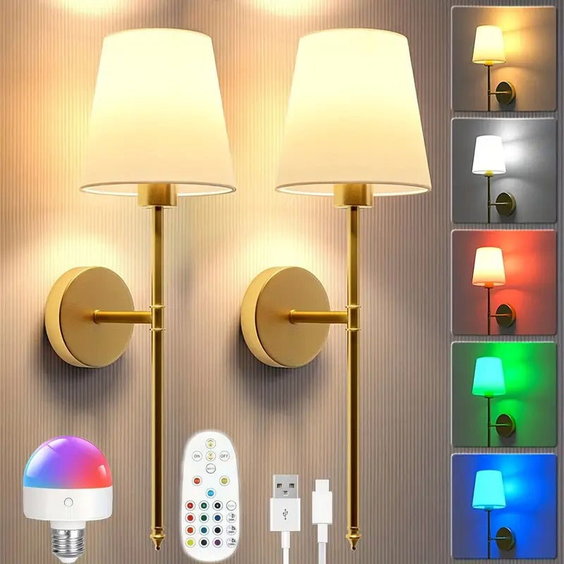 Battery Wall Sconces Set of 2 with Remote-2